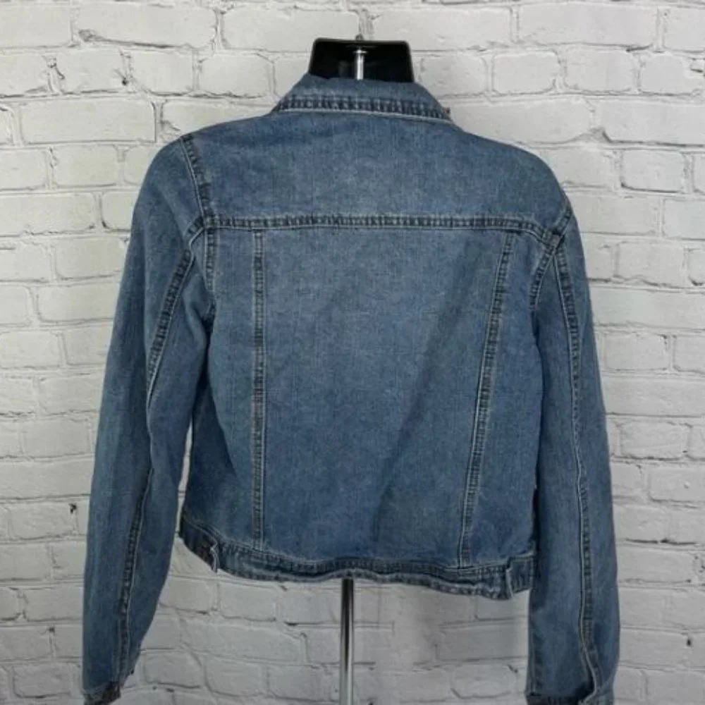 Highway‎ Jeans Women's Blue Distressed Button-Down Denim Jacket Size M Pre-Owned - Picture 4 of 16